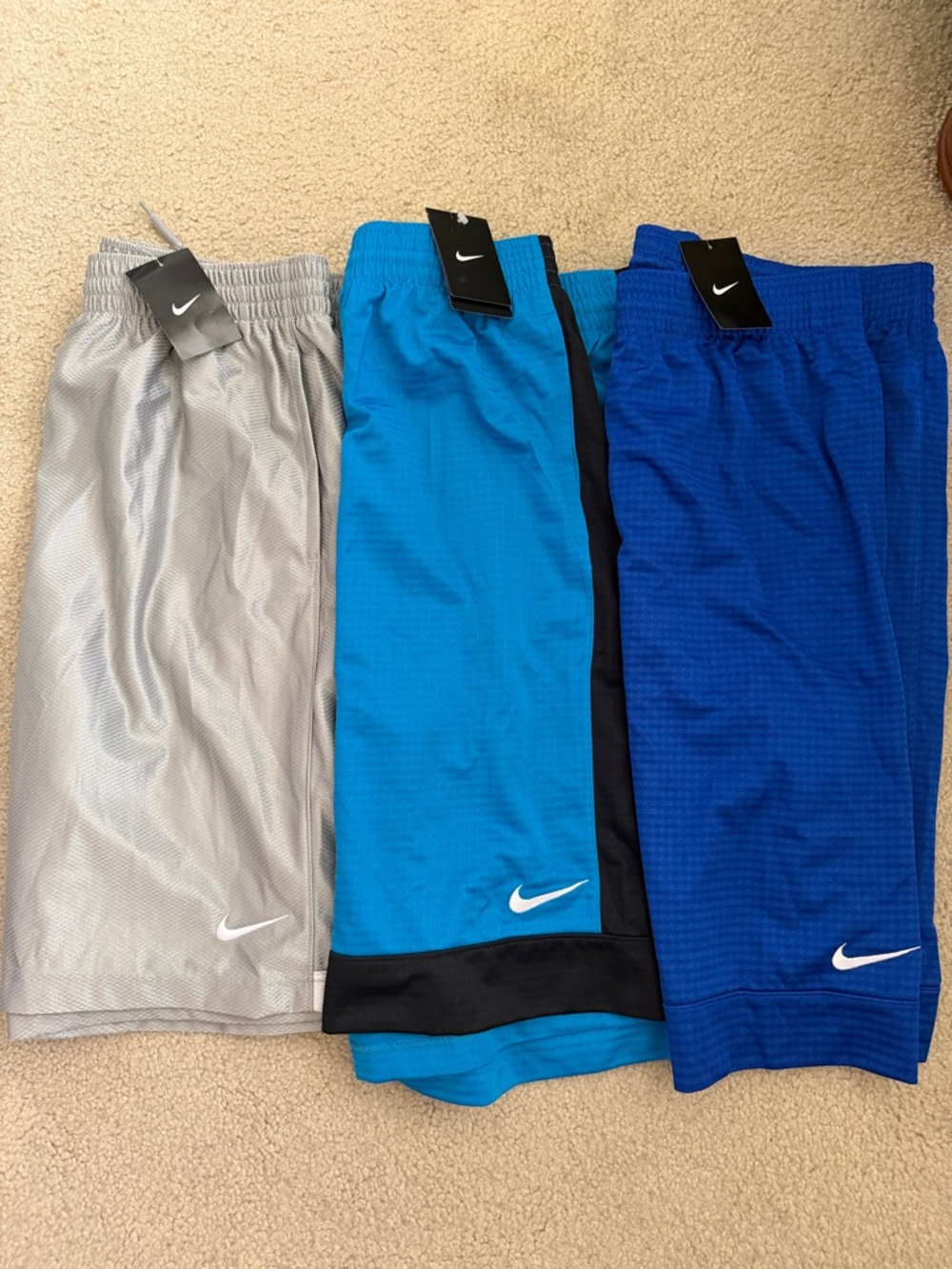 Nike Men’s Athletic Shorts - Gray, Turquoise, Royal Blue (3-Pack) NWT